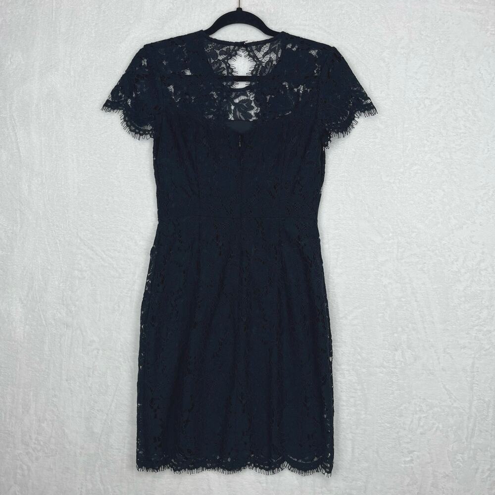 Banana Republic Loki Lace Dress Women Sz O Black NWT Scalloped Hem‎ Back Zip